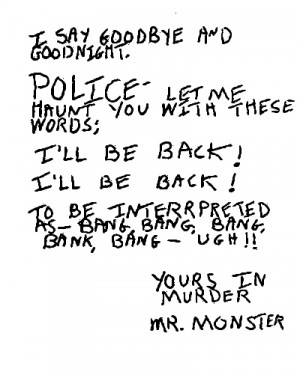 By serial killer, David Berkowitz, aka Son of Sam