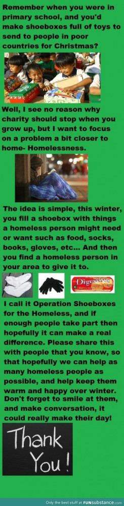 Operation shoebox, what an awesome idea to help the homeless in ...