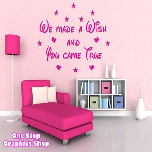 WE MADE A WISH WALL ART QUOTE STICKER - DISNEY BEDROOM KIDS BABY LOVE ...