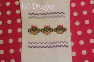 878 Faux Smocking Sock Monkey Girl