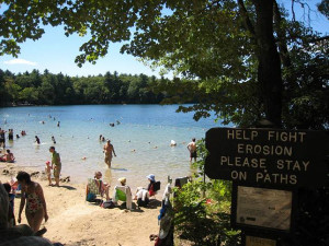Walden Pond beach swimming