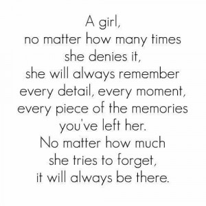 She will always remember