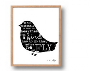 Rilke Quote Print, Bla ck Bird Silhouette, 5x7 Literary Print Word Art ...