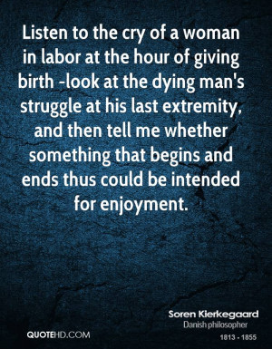 Listen to the cry of a woman in labor at the hour of giving birth ...