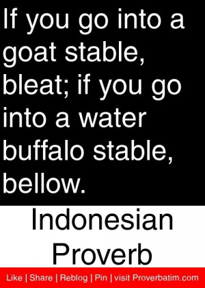 If you go into a goat stable, bleat; if you go into a water buffalo ...