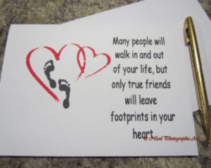 Footprints in Your Heart Quote Handmade Greeting Card A010 white black ...