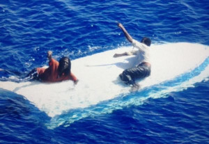 Coast Guard rescues 2 men drifting at sea for 8 days on capsized boat