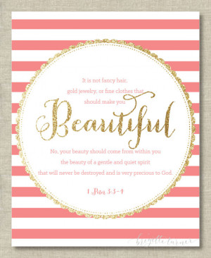 Quotes › Bible Verse Wall Art Print | Girls | It is not fancy hair ...