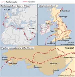 The gas will be pumped from the terminals into the UK network along a ...