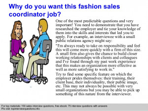 Fashion sales coordinator interview questions and answers