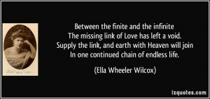 the finite and the infinite The missing link of Love has left a void ...