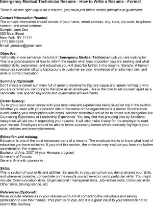 emergency medical technician resume template