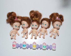 Quints Dolls by Tyco 1990 with Special For 5 Bottle Dark Redhead Brown ...