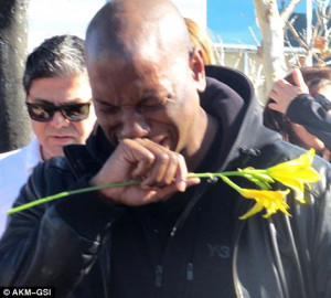 Today co-star Tyrese Williams wept as he visited the crash site to lay ...