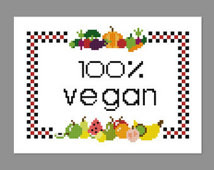 100% Vegan Quote Cross Stitch PDF P ATTERN ONLY ...