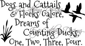 Details about Dogs Cattails Ducks Dreams Hunting Wall Decal Vinyl Home ...
