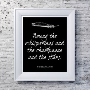 The Great Gatsby Print, Literary Quote Typography Print - Black and ...