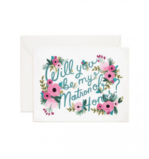 Matron of Honor Single Folded Card & Matching Envelope