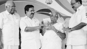 KPCC president Ramesh Chennithala releasing Union Minister K V Thomas