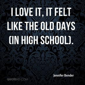 ... Bender - I love it, it felt like the old days (in high school