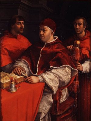 Raphael, Portrait of Pope Leo X with Cardinals Giulio de’Medici and ...
