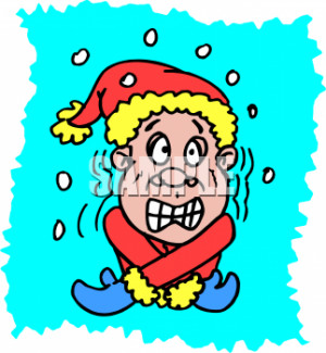 Weather Clip Art Picture of a Guy Shivering with Snow Falling Around ...
