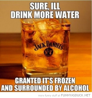 drink more water granted it's frozen surrounded by alcohol whiskey ...