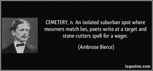 CEMETERY, n. An isolated suburban spot where mourners match lies ...
