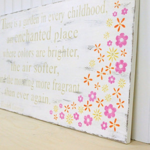 ... Flower Garden Quote Sign. Children Nursery Room. Vintage Style