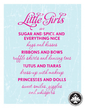 Little Girls are Sugar and Spice print. Nursery Rhyme as Children's ...