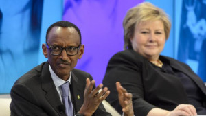 of Rwanda Paul Kagame, left, and Prime Minister of Norway Erna Solberg ...