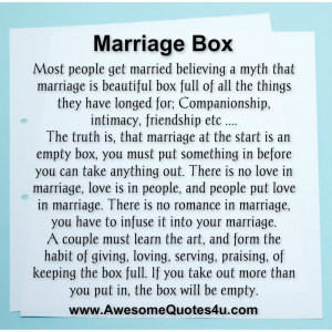 most people get married believing a myth that marriage is beautiful ...
