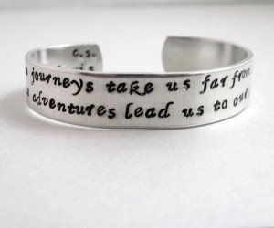 CS Lewis Narnia Bracelet - Some Journeys - 2-Sided Hand Stamped ...