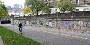 Graffiti on a retaining wall in Upper Manhattan