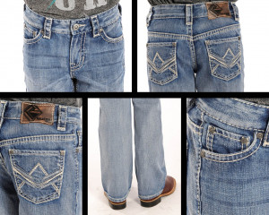 Rock & Roll Cowboy Boys' Regular Fit Abstract A Embroidered Jean
