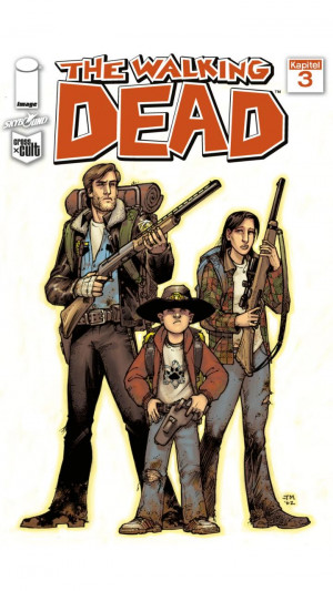 Walking Dead comic book cover featuring Carl, Rick, and Lori.