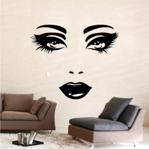 Sexy-Face-Eyes-Lips-WALL-STICKER-QUOTE-ART-Bathroom-Kitchen-Bedroom ...