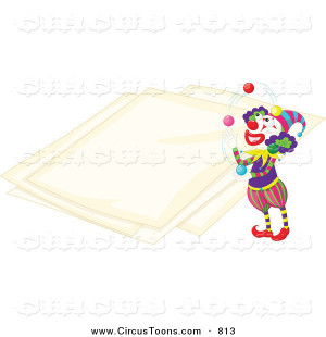Circus Clipart of a Clown Juggling by Papers