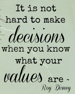 not hard to make decisions when you know what your values are - Simple ...