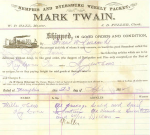 Bill of lading from steamer MARK TWAIN from the Kevin Mac Donnell ...