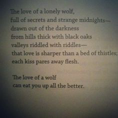 The love of a wolf can eat you up all the better.
