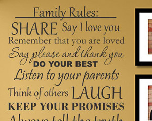 Slap-Art™ Family Rules Say I love you Remember that you are Wall Art ...