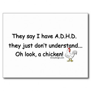ADHD Chicken Humor Post Cards
