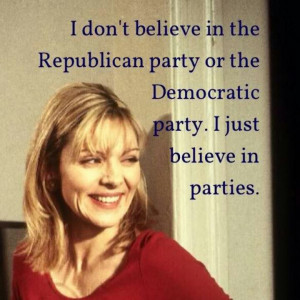 Sam always puts the party in political party.