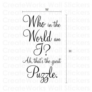 ... am I?' Alice in Wonderland / Lewis Carroll quote wall sticker H558K