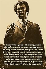 DIRTY HARRY AKA CLINT EASTWOOD photo quote poster DO YOU FEEL LUCKY ...