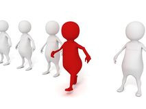 Different individual 3d man in a group make first step out Stock Photo