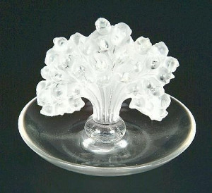 Muguet', a Lalique clear and frosted glass cendrier, stencil mark R ...