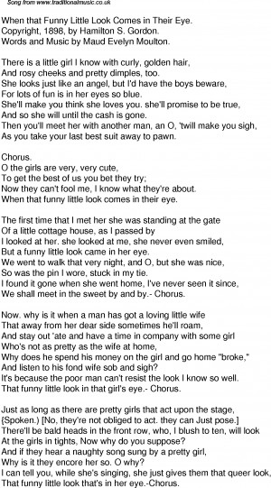 American Old Time Song Lyrics: 61 When That Funny Little Look Comes In ...