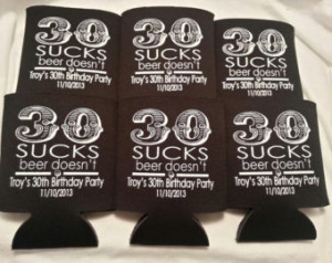 30th Birthday koozies personalized lot of 50 custom can party favor ...